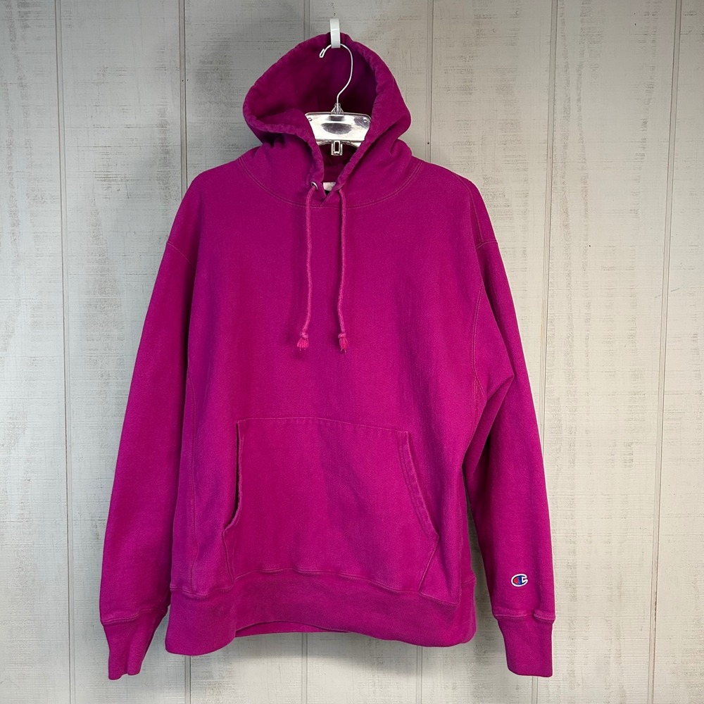 Champion Reverse Weave Womens Hoodie Sweatshirt L Bold Pink